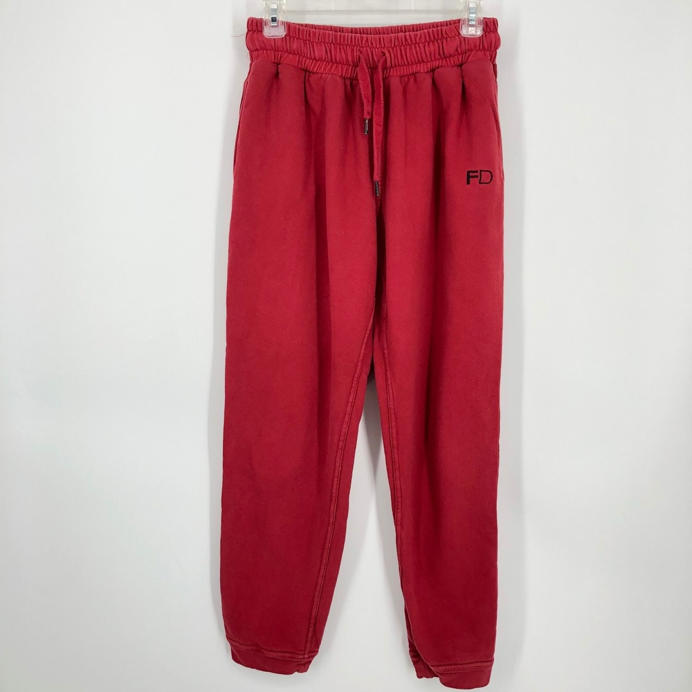 Fran Denim Womens‎ Joggers Size XL Red Josie Sweatpants Pull On Thick Pockets